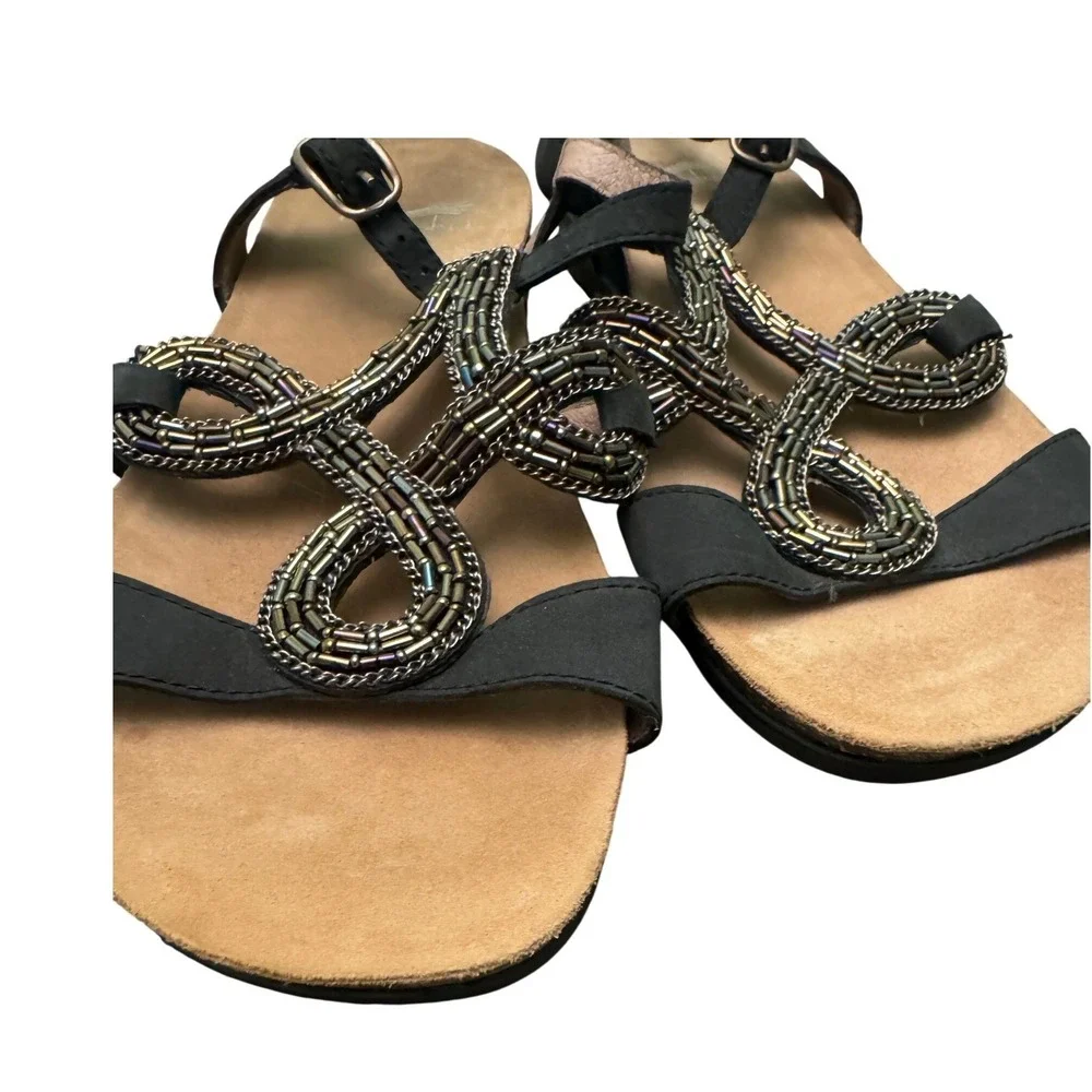 Dansko Reeta Beaded Sandals Black Sz 38 EU/ 7.5 US leather iridescent